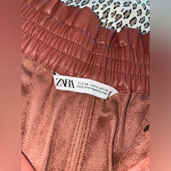 ZARA Faux Leather Paper Bag Style High Waisted Bermuda Shorts RN 77302 GUC - Picture 12 of 16